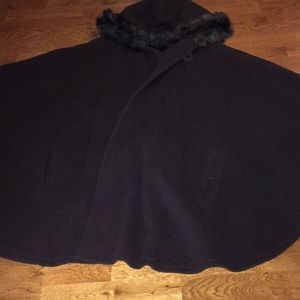 Wool and faux fur winter cape